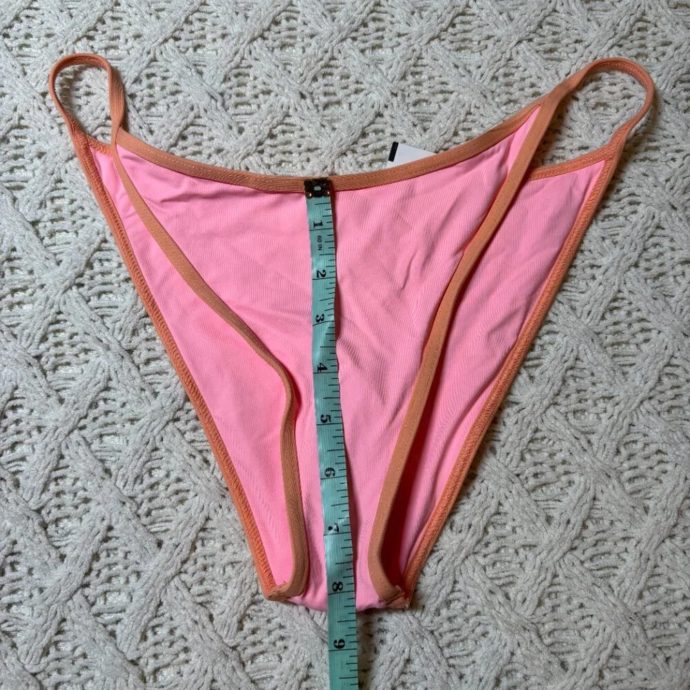 L*Space Bitsy Cut‎ Bikini Bottom Pink/Orange Trim Swimwear – Women’s XL nwot